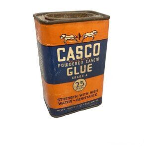 Vintage Casco Powdered Casein Glue Tin with Paper Label Crafting Cottagecore